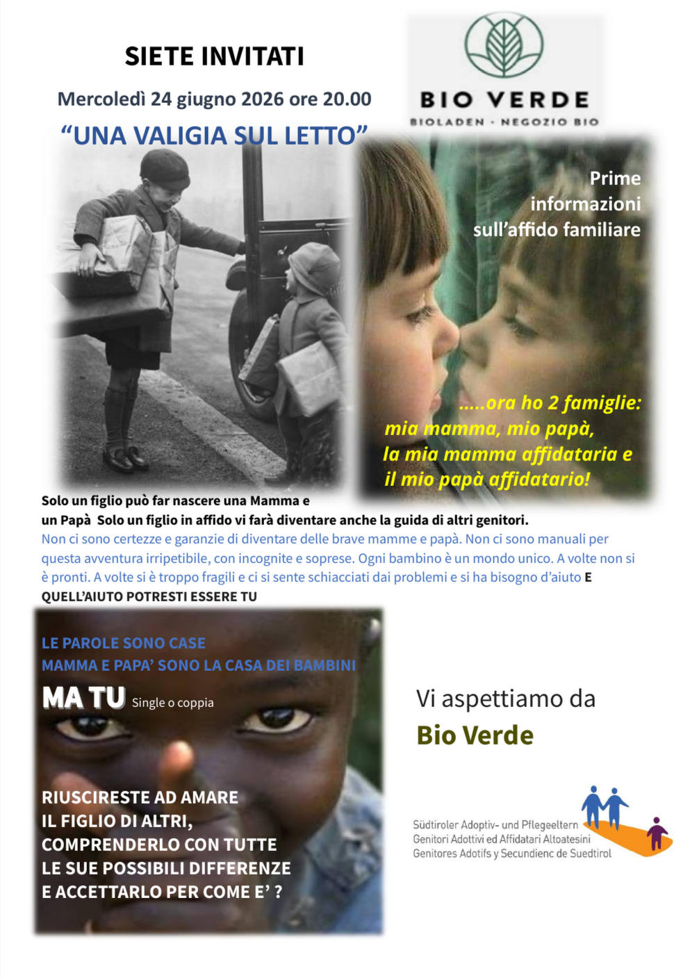 Una valigia sul letto - sensibilizzazione sull'affido familiare